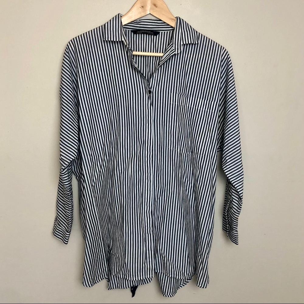 Zara Striped Button Up w/ Bandana Back Detailing